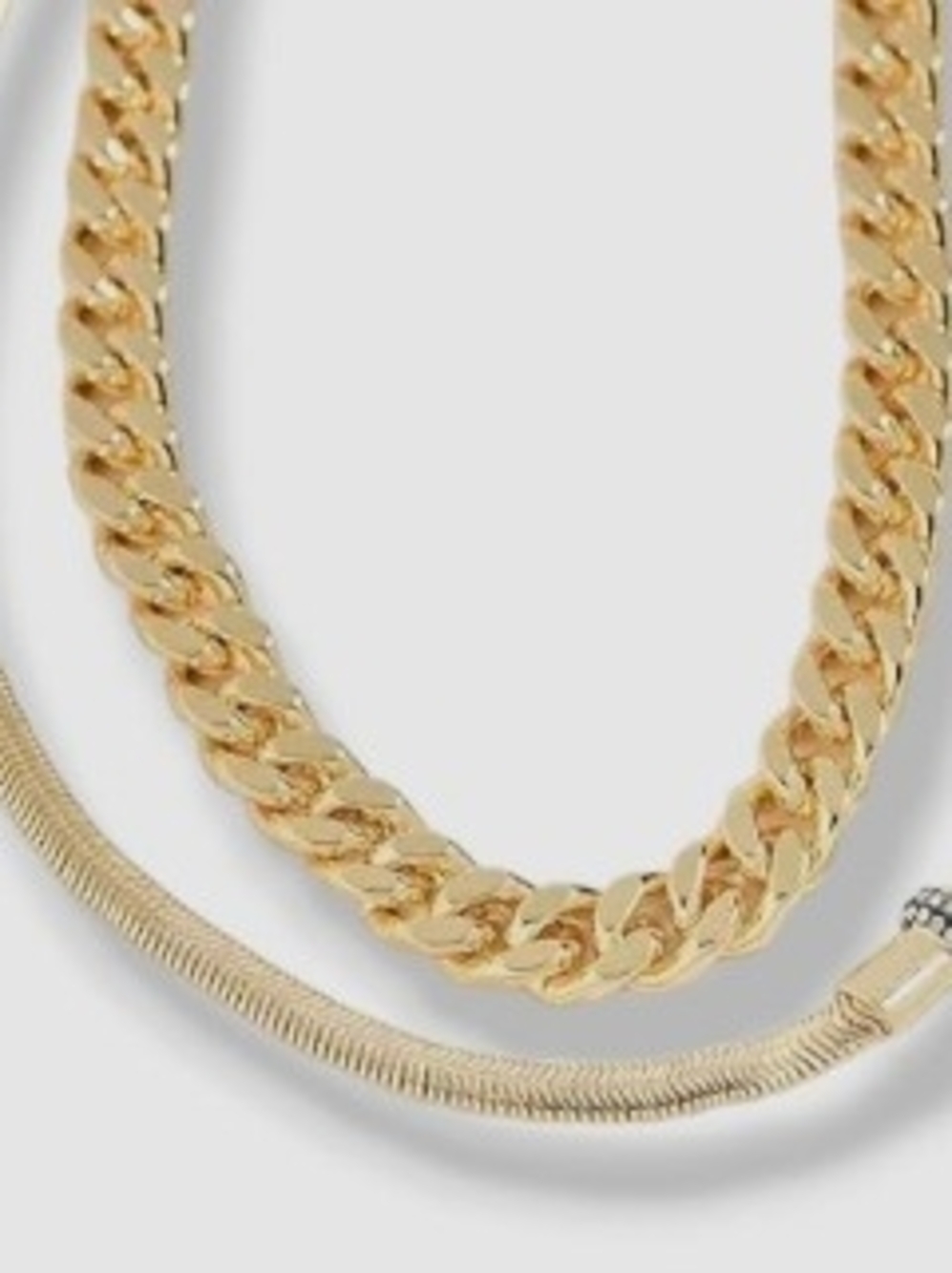 Demarson Audrey Gold Layered Curb and Snake Chain Necklace for Women